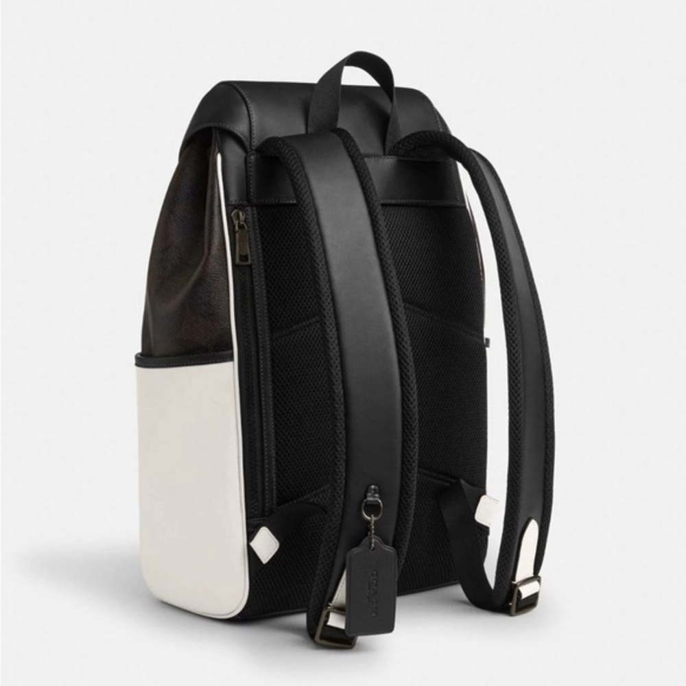NWT COACH Racer Backpack In Blocked‎ Signature Canvas - Picture 3 of 7